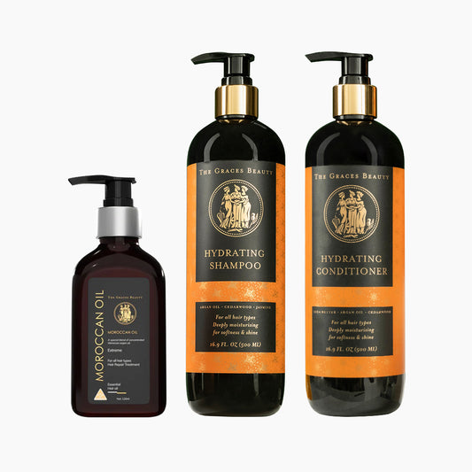 Hydrating Shampoo & Conditioner & Moroccan Oil (set 3 products)